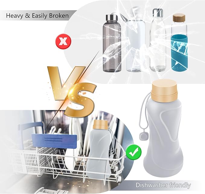 Collapsible Water Bottles 2 Pack, Leak Proof, Reuseable BPA Free Silicone - Image 6