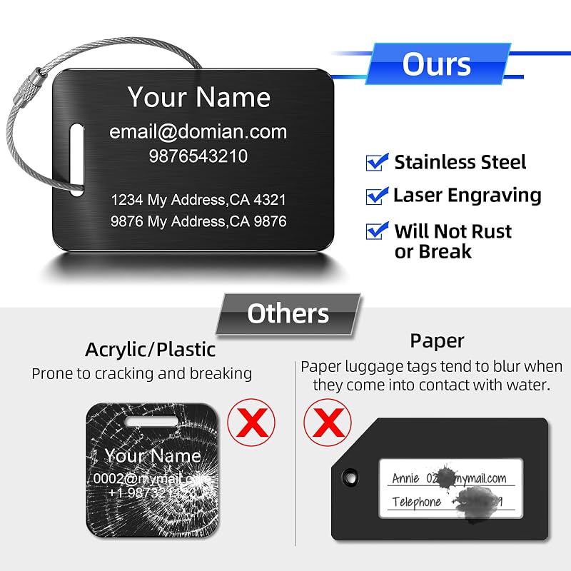Stainless Steel Personalized Luggage Tags - Image 4