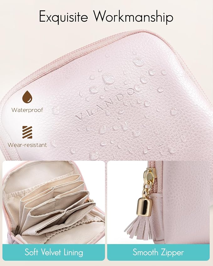 Vlando Small Jewelry Travel Case, Jewelry Pouch Bags - Image 4