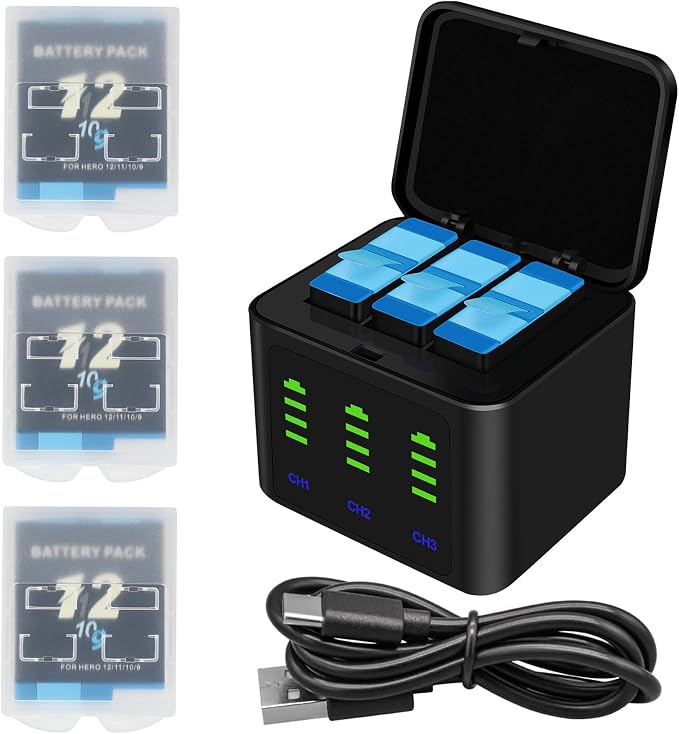 Battery Charger Kits for GoPro Hero 12 11 10 9 Black by FancyBuying
