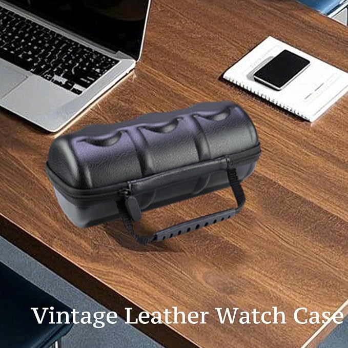 Juntan 3 Slots Hard Watch Travel Case, Portable PU Leather Zipper Storage - Image 7