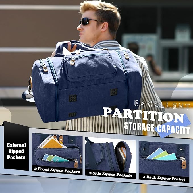 Gonex Canvas Duffle Bag for Travel 50L Expandable Duffel Weekend Overnight Bag - Image 7
