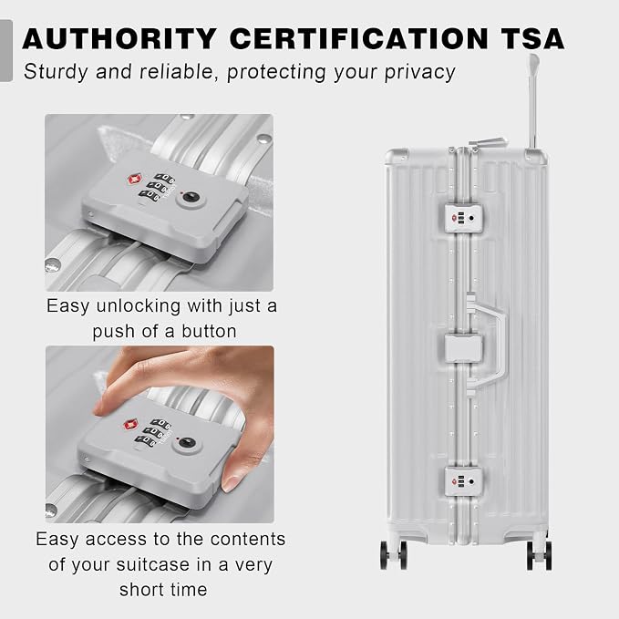 AnyZip Luggage Sets 2 Piece Aluminum Frame Carry On and Checked Suitcase PC ABS - Image 5