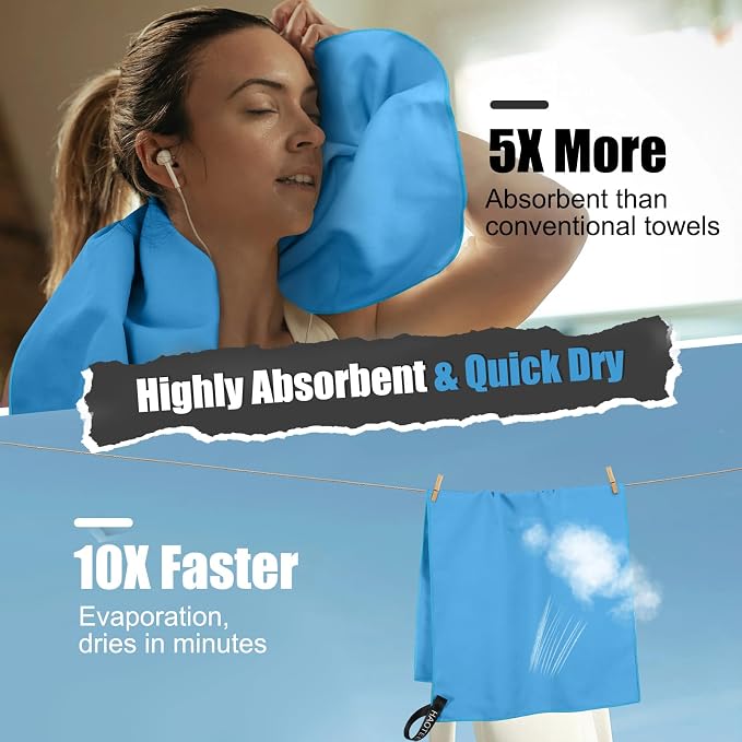 Quick Dry Travel Towel, 3 Sizes 1 Pack Camping Microfiber Towel, Lightweight - Image 4