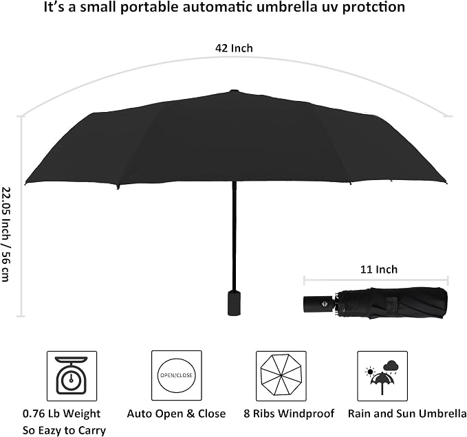 BAODINI Small UV Protection Travel Umbrella Compact - Image 6