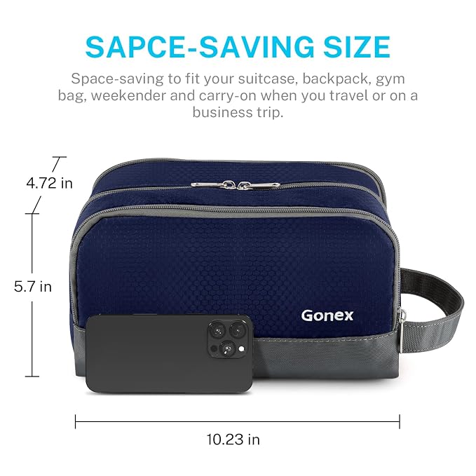 Gonex Travel Toiletry Bag Nylon, Dopp Kit Shaving Bag Toiletry Organizer Deep - Image 3