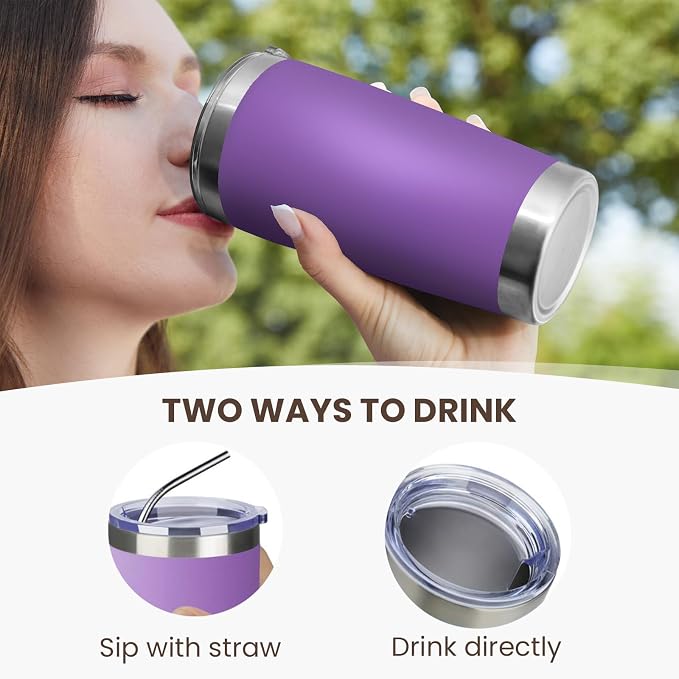 MEWAY 20oz Tumbler Cup Double Wall Vacuum Insulated Travel Mug Bulk, Stainless - Image 3