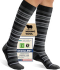 Merino Wool Compression Socks for Women Men, 15-20 mmHg Knee High Socks for by Unknown