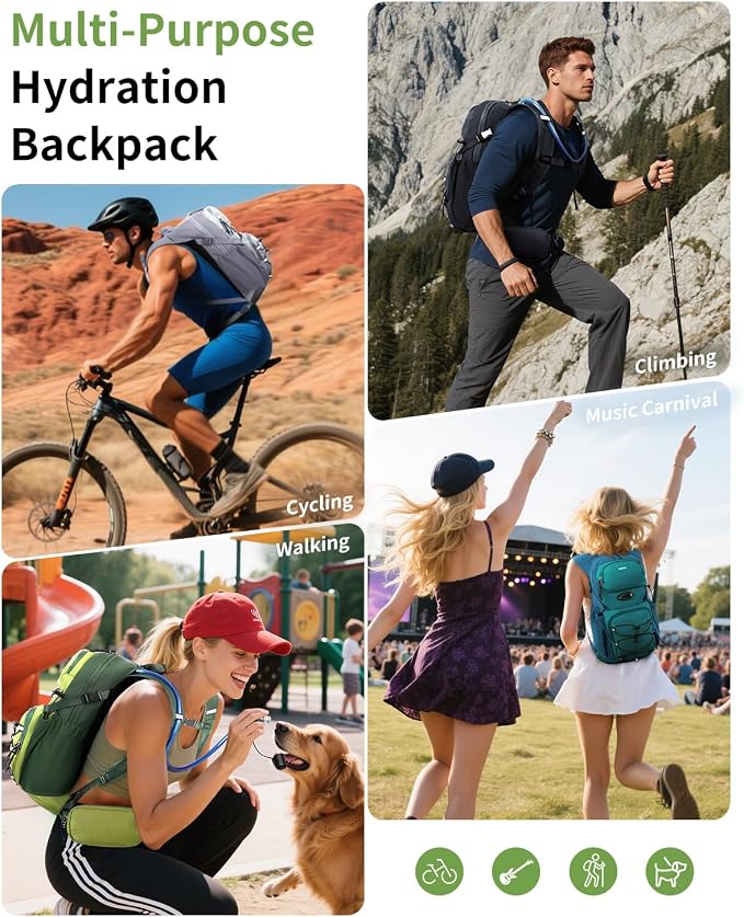 ECOHUB Hydration Backpack for Men Women, 20L Lightweight Hiking Daypack Cycling - Image 7