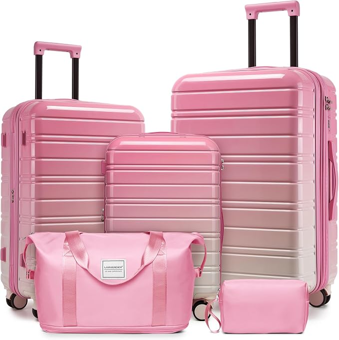 LARVENDER Luggage Sets 5 Piece Hardside Expandable Suitcase by LARVENDER