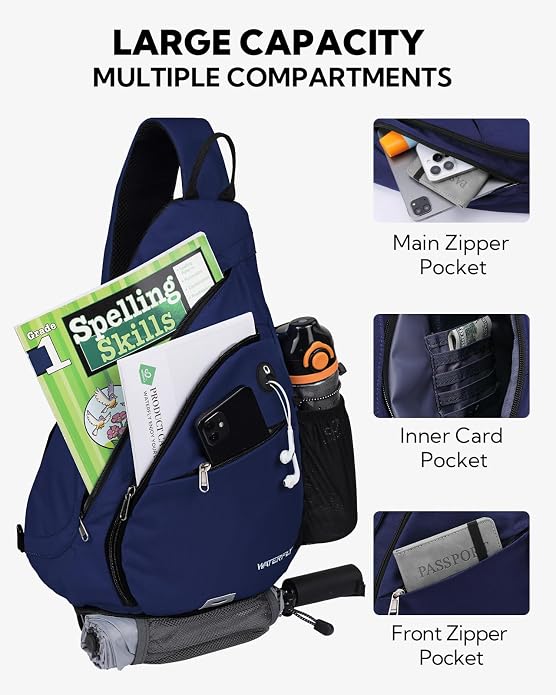 WATERFLY Large Crossbody Sling Bag: Over Shoulder Backpack Daypack Casual Cross - Image 3