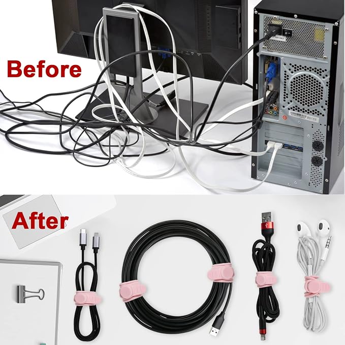 Nearockle 16Pcs Silicone Cable Straps Wire Organizer - Image 5