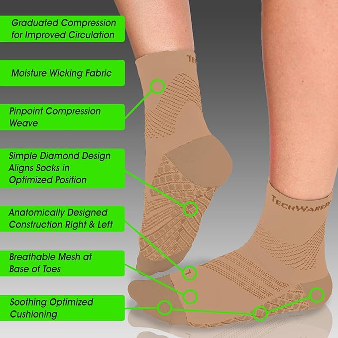 TechWare Pro Plantar Fasciitis Socks – Cushion Ankle Compression Socks Women & - Image 3