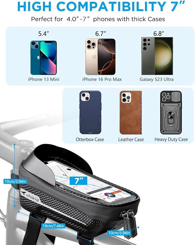 whale fall Bike Phone Frame Bag Waterproof, 3D Eva Hard Shell, Bike Phone Holder - Image 6