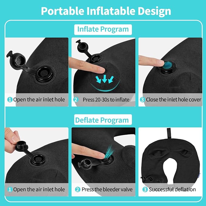 2 Pack Inflatable Travel Neck Pillows - Image 5