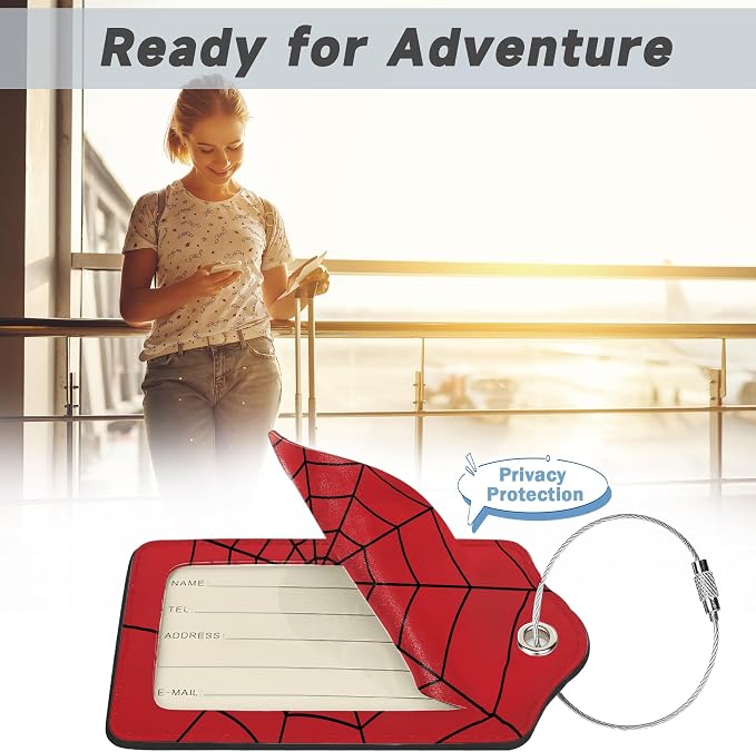 Halloween Red Spider Web Luggage Tags, 2 Pack Travel Cruise Tags - Image 5