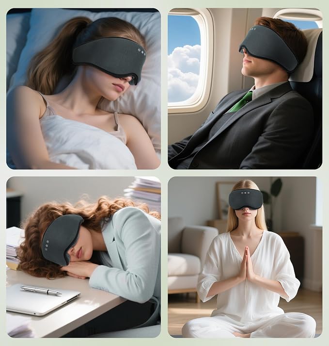 LC-dolida Bamboo Cotton Bluetooth Sleep Mask, 2 in 1 3D Soft Sleep Mask - Image 9