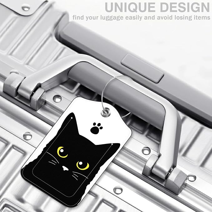 Set of 2 Luggage Tags Cute Black Cat Luggage Tags - Image 5
