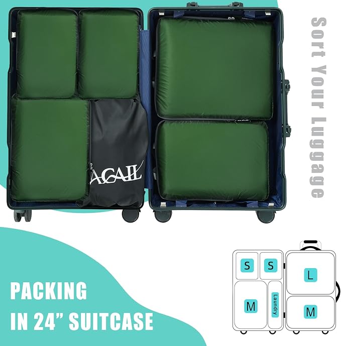 BAGAIL 6 Set Ultralight Compression Packing Cubes Packing Organizer - Image 6