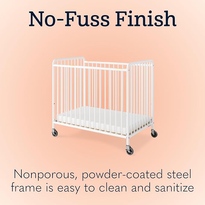 Foundations Chelsea Slatted Metal Compact Daycare Crib, Compact Mini Size - Image 9
