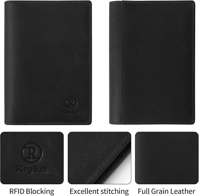 Ringsun Leather Passport Cover for Men Women, RFID Passport Wallet Case Travel - Image 5