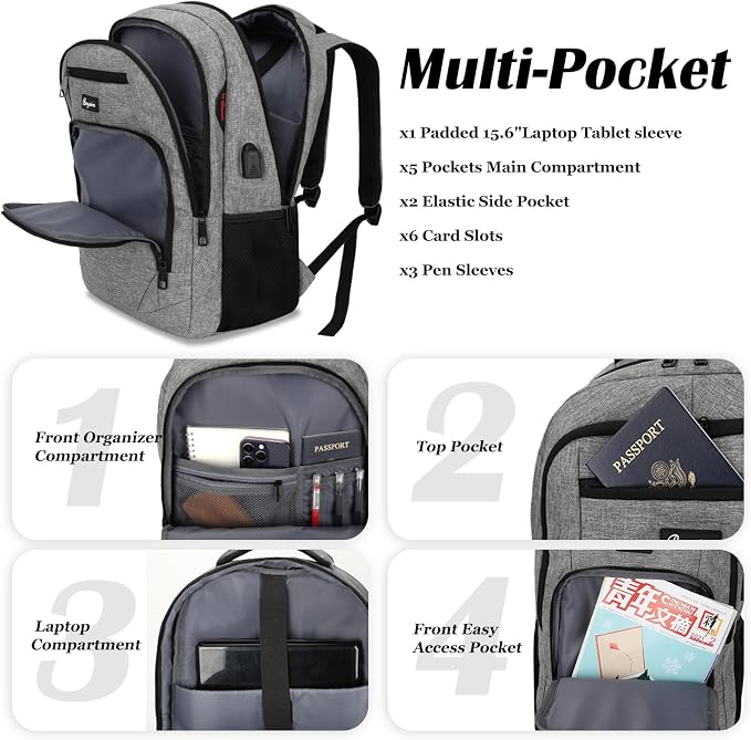 Travel Laptop Backpack for men women, School Backpacks for teen boys 15.6 Inch - Image 2
