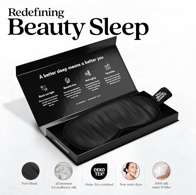 Pure Silk Sleep Mask Light Blocking Travel Essentials. Eye Masks - Image 2