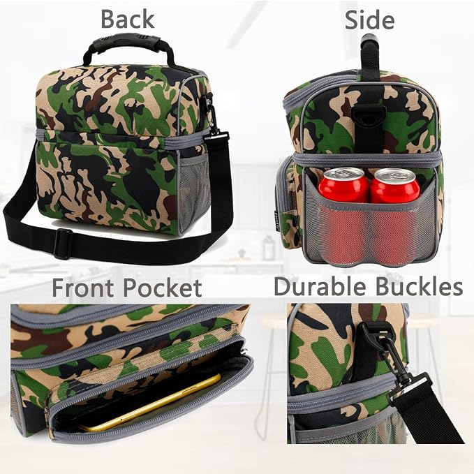 FlowFly Double Layer Cooler Insulated Lunch Bag Adult Lunch Box Large Tote Bag - Image 6