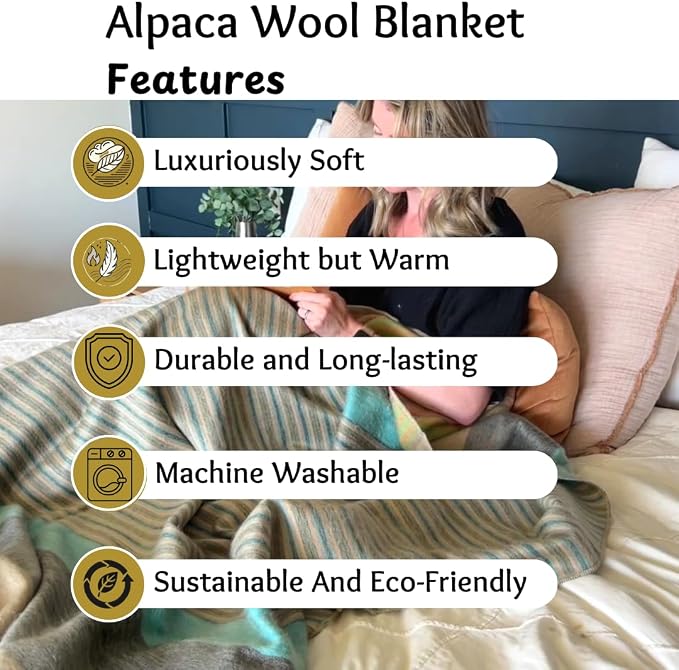 Alpaca Wool Throw Blanket | Super Soft, Lightweight, Breathable and - Image 7