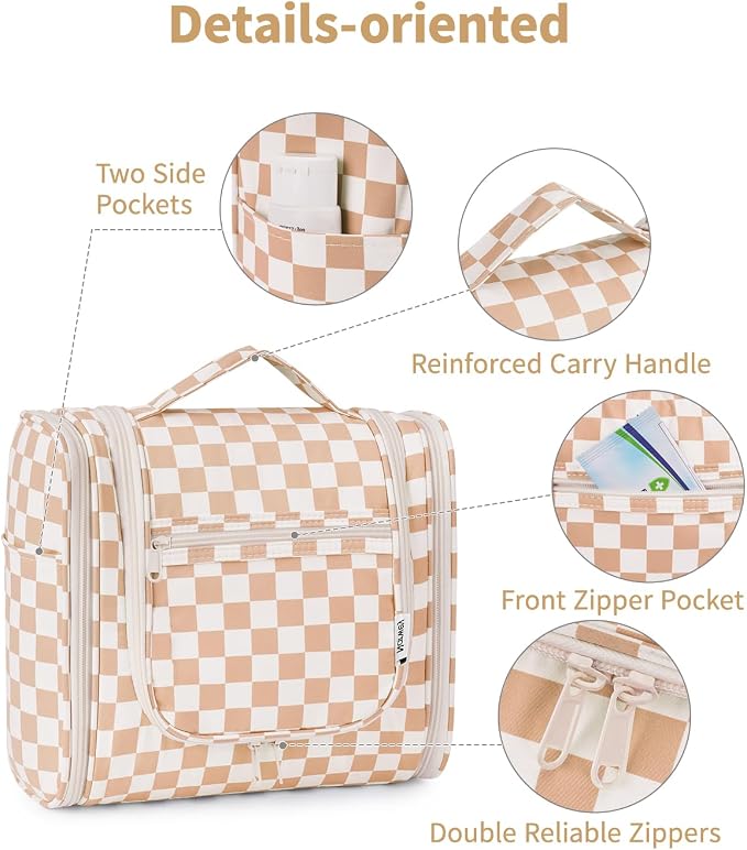 Narwey Checked Hanging Travel Toiletry Bag - Image 6