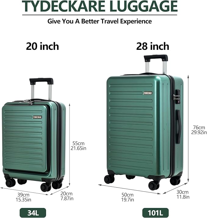 TydeCkare 2pcs 20/28" Luggage Set Lightweight HardShell, Only 20 Inch Carry On - Image 2