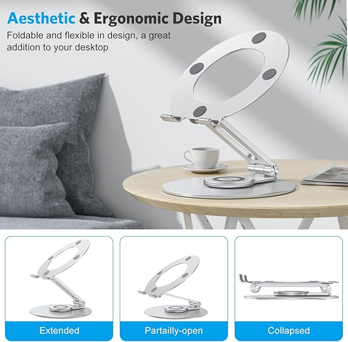 Adjustable Laptop Stand with 360 Rotating Base, OMOTON Ergonomic Laptop Riser - Image 5