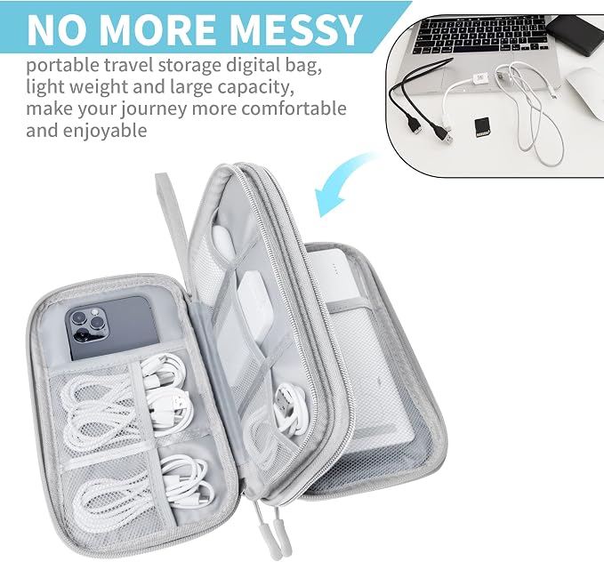 Electronics Organizer Travel Case, Electronic Accessories Storage Bag, Portable - Image 3