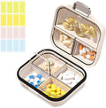 Travel Pill Organizer Box with Labels, 7 Compartments Portable Mini Pill Case by Goffing