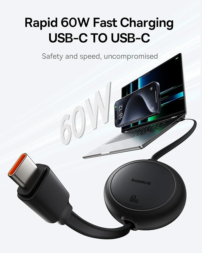 Baseus 70W Universal Travel Adapter and Baseus 60W Retractable USB C Cable - Image 6