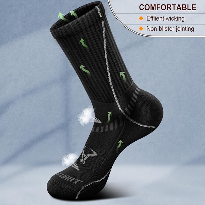 BULLIANT Compression Socks for Men 6Pairs, Athletic Crew Socks Cushioned For - Image 5