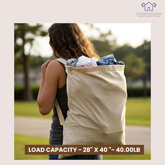 LFH Home Cotton Canvas Extra Large Laundry Bag - Image 4