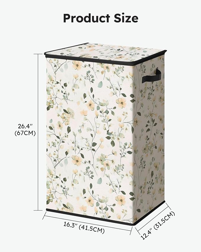 SOLEDI Laundry Hamper with Lid, 90L Tall & Large Floral Laundry Basket - Image 9