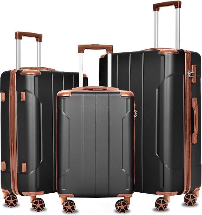 Merax Luggage Sets 3 Piece Hardshell 8 Spinner Wheels Lightweight Suitcase by Merax