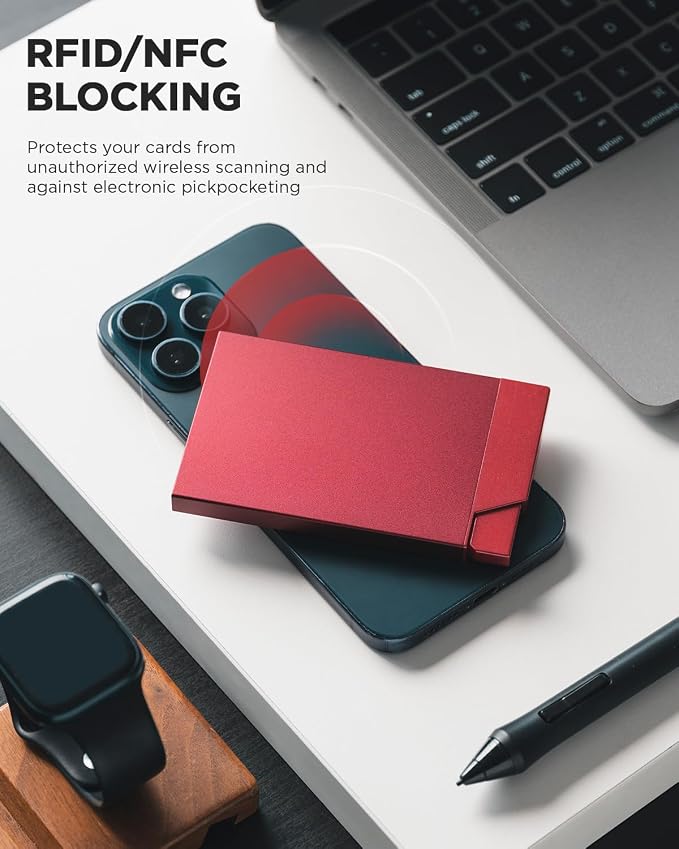 VULKIT Pop up Card Holder Minimalist Credit Card Holder RFID Blocking Slim - Image 4