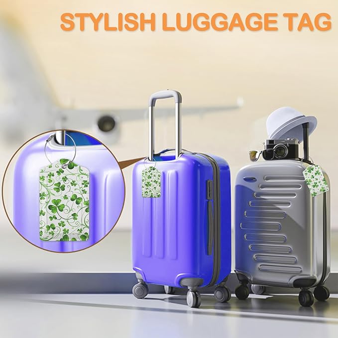 St. Patrick’s Day 3 PCS Luggage Tags, Lucky Clovers Leather Suitcase Tags - Image 5
