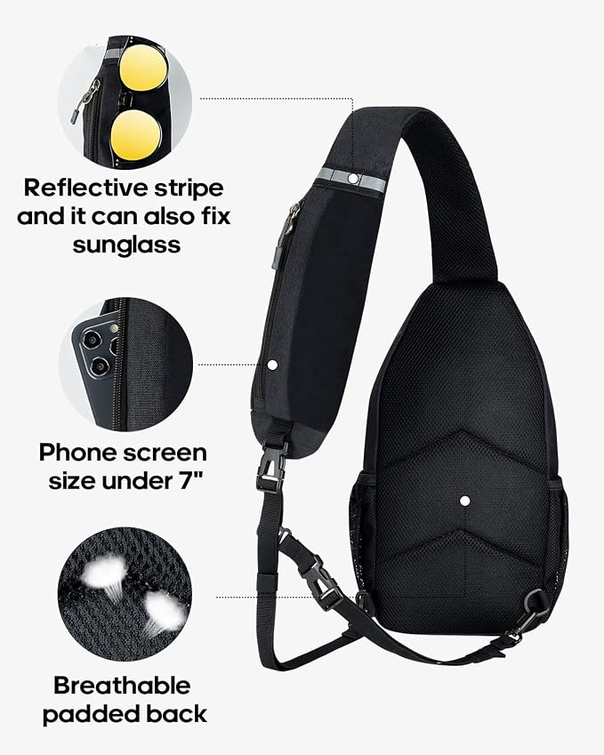 WATERFLY Crossbody Sling Backpack Sling Bag Travel Hiking Chest Bag Daypack - Image 3