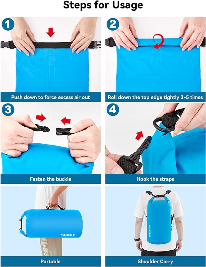 HEETA Waterproof Dry Bag for Women Men 5L/10L/20L/30L/40L Roll Top Lightweight - Image 4