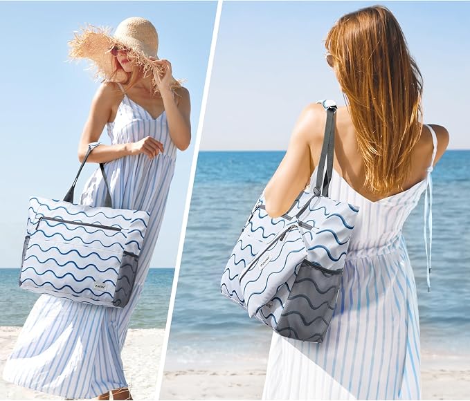 G4Free Beach Bag, Waterproof Sandproof Beach Tote Bag, Large Capacity Foldable - Image 2