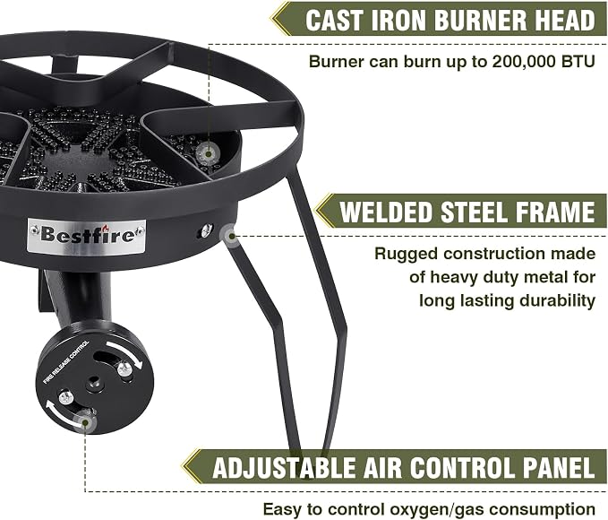 Bestfire 16" Single Propane Burner Camping Stove - Image 5