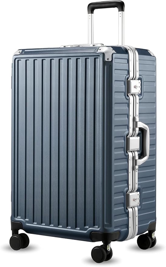 LUGGEX Checked Suitcase with Spinner Wheels, 28 Inch Aluminum Frame Zipperless by LuggeXLUGGAGE