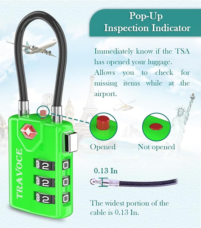 TSA Approved Luggage Locks, Travel Locks Which Also Work Great as Gym Locks - Image 5