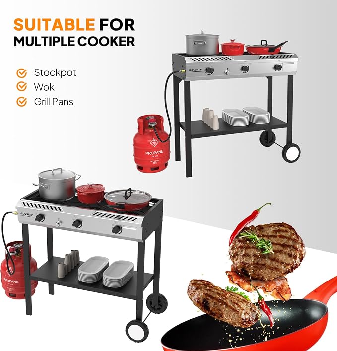 ROVSUN 3 Burner Outdoor Propane Burner - Image 4