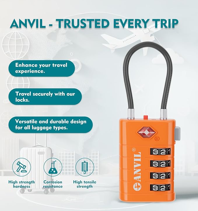 ANVIL 4 Digit Luggage Locks, TSA Locks - Image 4