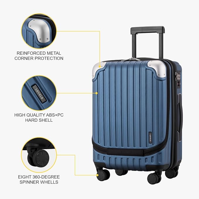 LEVEL8 Grace Carry On Luggage Airline Approved, 20 Inch Expandable Hardside - Image 8